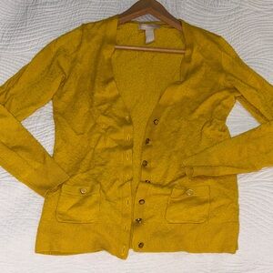 Banana Republic Mustard Yellow Button-Front Cardigan